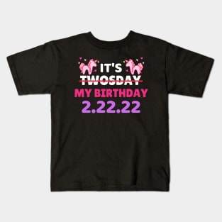 It's Twosday My Birthday 2-22-22, Cool Twosday Birthday Unicorn Kids T-Shirt